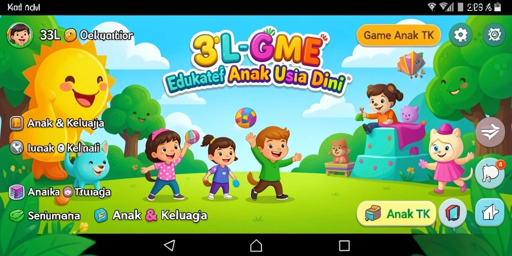 Antarmuka Game Anak TK yang ceria dan menarik.