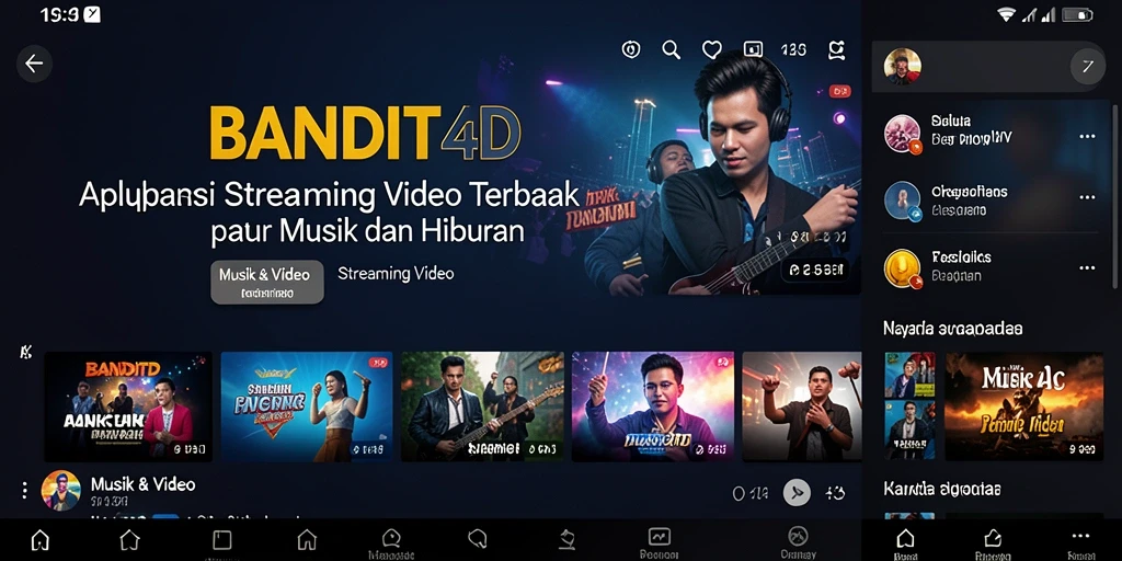 Tampilan antarmuka aplikasi BANDIT4D untuk Streaming Video.