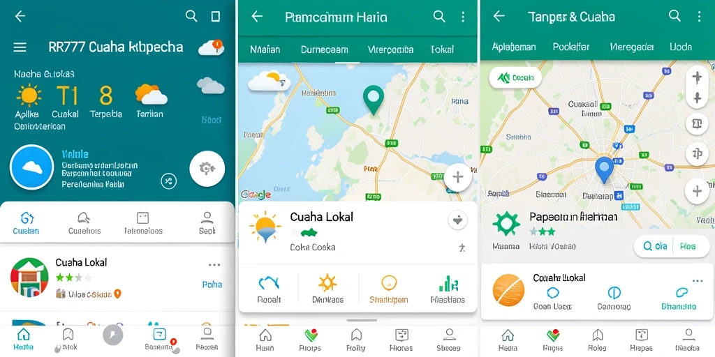 Tampilan antarmuka aplikasi Cuaca Lokal RR777 yang menarik dan informatif.