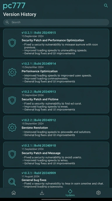 Riwayat Versi pc777 untuk Pengguna Android